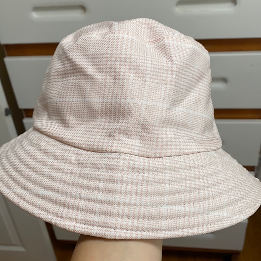 Light blush pink and white BUCKET HAT